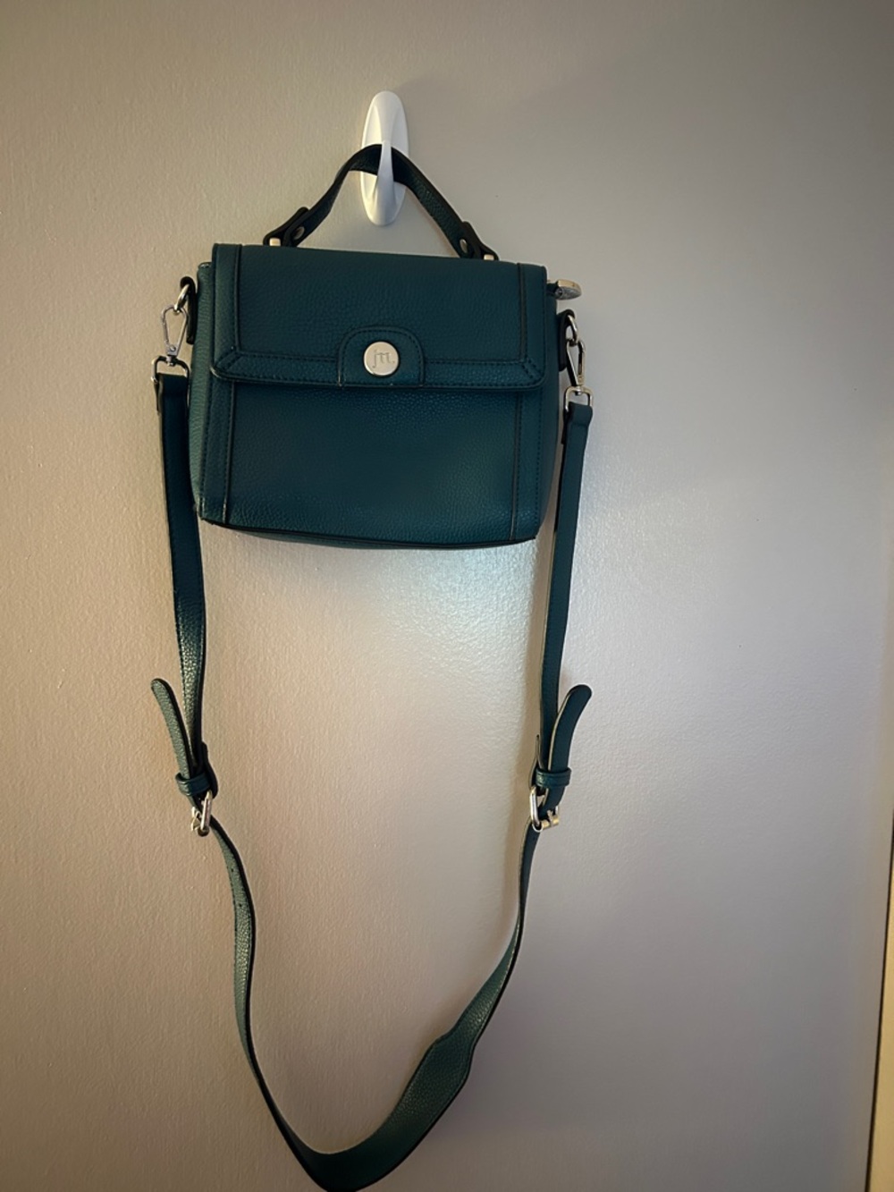 Structured Teal Crossbody Bag with Top Handle